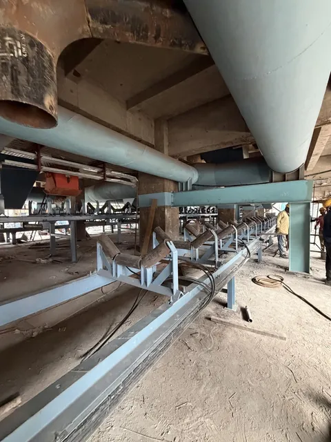 Large ducting and piping run inside a plant structure