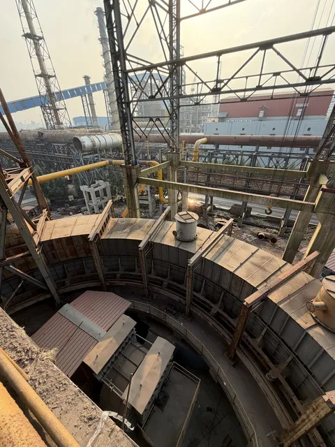 Circular steel structure and platforms at an industrial plant